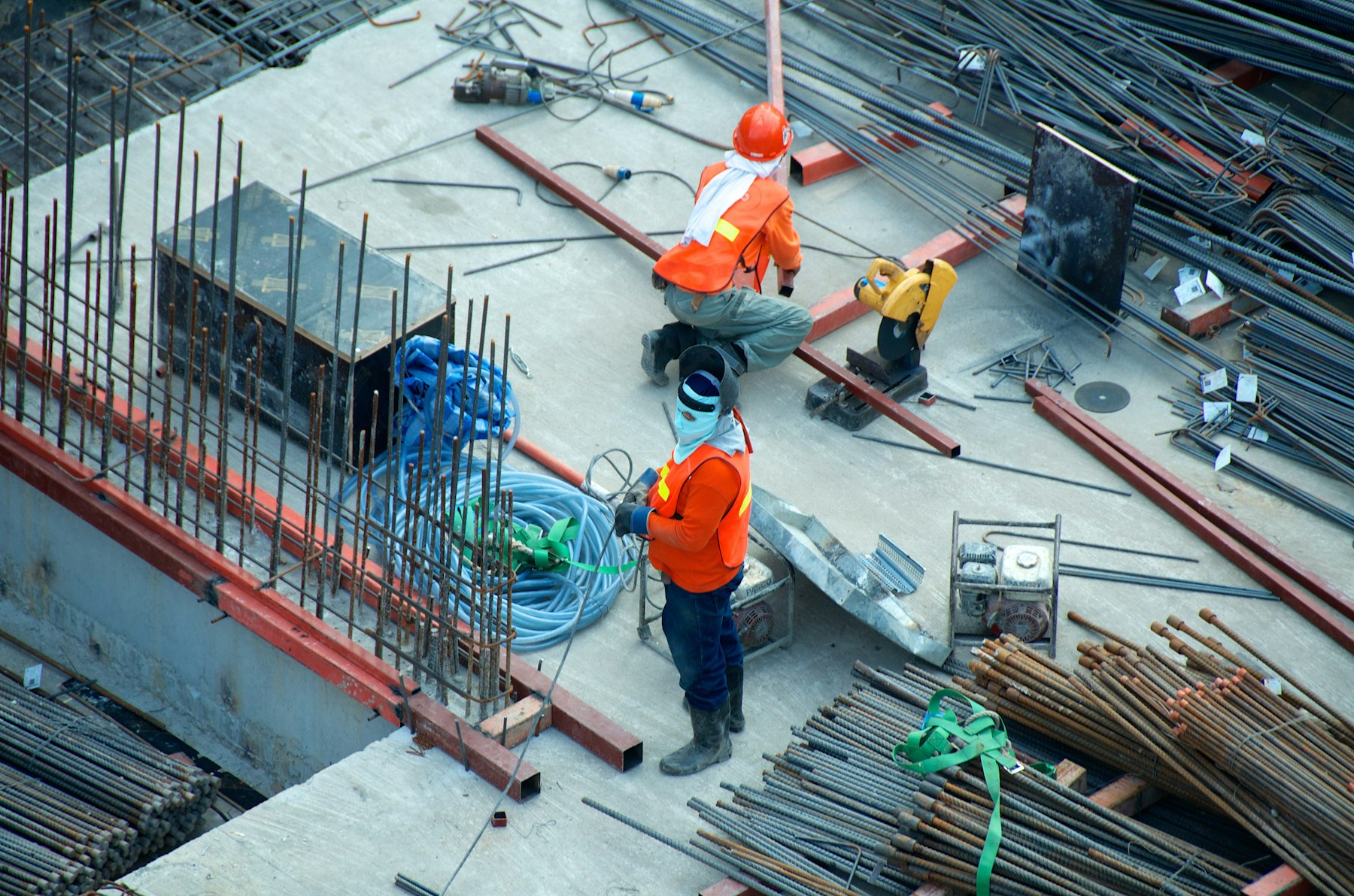 Engineers and workers at an Al Otaibi construction site in Riyadh